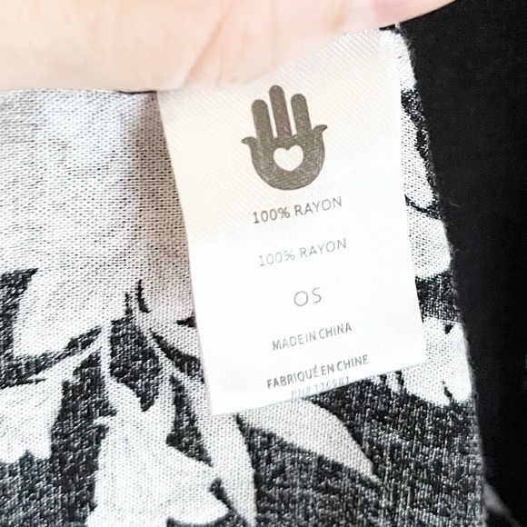 Spiritual Gangster Black Floral Kimono with Pockets each Side, Front Ties - Picture 6 of 12